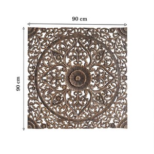 Mandala rond mural traditionnel en bois de sheesham brun artisanal - Sculpture artisanale de Moradabad Aqudus Saleem 45x45x2 cm - Product Image 2