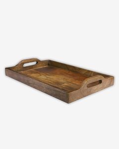 Bandeja Rectangular Moderna de Madera para Servir con Asas Laterales, Acabado Personalizado, Decoración Artesanal para el Hogar - Product Image 1
