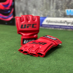 Fazn Industry High Quality Leather MMA Gloves Half Finger <b>Velcro</b> Closure Red Black Unisex Martial Arts Training Gloves - Product Image 5
