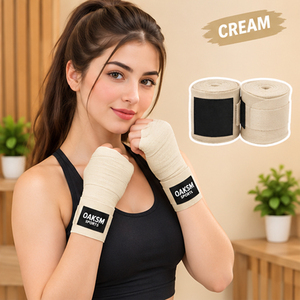 OAKSM Boxing <b>Hand</b> Wraps Customized Color Cotton Elastic Breathable Self-Adhering Eco-Friendly 5m for Gym Training <b>Weight</b> Lifting - Product Image 4