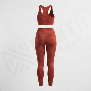 Durable Breathable Nylon Spandex Latest Fashion Solid Pattern Adults Yoga Set Gym Fitness Activewear Sports <b>Apparel</b> - Product Image 2