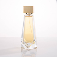 Flacon de parfum rectangulaire en verre minimaliste Prism 60 ml avec base lourde, atomiseur pressurisé, pompe pulvérisatrice sérigraphiée et joint d'étanchéité