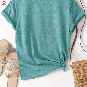 T-shirt ample d'été pour femme en coton respirant et écologique, à col rond, manches courtes et motif imprimé mignon - Product Image 3