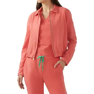 Eleganti camicie da infermiera medica da 3 pezzi Top Peach Scrub Jacket uniformi set Joggers Hospital Doctors Uniform Women infermieristica Scrubs