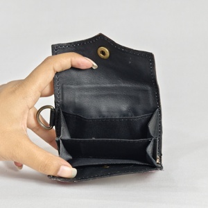 Trendy Checkered Style Hand Tooled Cowhide Leather Coin Purse Fashion Women <b>Small</b> Case Card Holder Luxury <b>Wallet</b> For Women - Product Image 3
