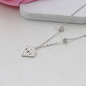 S925 Silver Diamond Shaped Necklace Bracelet <b>Set</b> Women's DIY Accessory with <b>Pearl</b> Semi-Finished Product Fashion <b>Jewelry</b> <b>Set</b> - Product Image 3