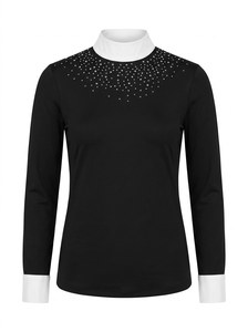 Camisa de Equitación de Manga Larga Color Verde Menta para Mujer, Cuello Alto, Spandex/Poliéster, Transpirable, Secado Rápido, Alta Calidad - Product Image 3