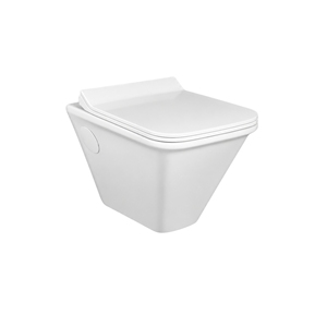 WC suspendu RUBIX, carré, en céramique, monobloc, réservoir encastré, chasse d'eau par siphon, écologique, facile à nettoyer, minimaliste, pour salle de bain - Product Image 1