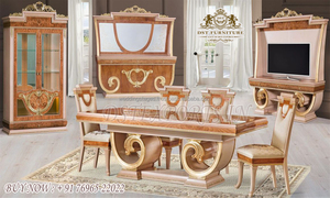 Table et chaises de salle à manger de Style classique Ensemble de table à manger 6 places de Style moderne pour la maison Salle à manger sculptée à la main antique de luxe - Product Image 3