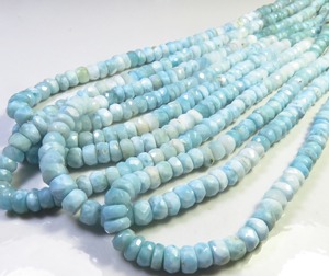 Perles de pierre précieuse Larimar bleu naturel, facettées en rondelle, 6 mm, brin de 8 pouces, perçage central, pour la fabrication de bijoux DIY - Product Image 1