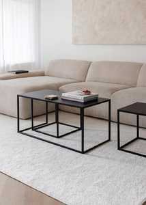 Juego de Mesa de Centro Moderno y Minimalista con Acabado Duradero, Estructura Metálica y Tapa de Mármol, Diseño Encajable, Muebles para Sala de Estar - Product Image 2
