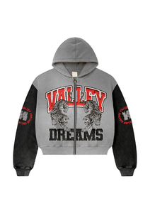 <b>Vintage</b> Style Acid Wash Rhinestone Zip Up Hoodie Custom Streetwear Oversized Fleece Sweatshirt <b>Y2K</b> Hip Hop Fashion Custom Logo - Product Image 2