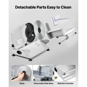 Affettatrice Elettrica Domestica da 7,5 Pollici con Lame SUS420, Tritacarne e Affettatrice con Spessore Regolabile 0-0,6 Pollici, 200W per Carne Congelata - Product Image 5