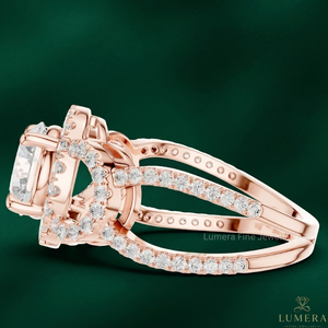 แหวนเพชรสำหรับผู้หญิง18KT 14KT 10KT โรสโกลด์ฮาโลเจนสำหรับงานหมั้นและงานแต่งงานได้รับการรับรองจาก9KT สุดหรู - Product Image 3