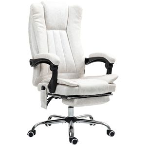 White Reclining Computer Chair with Adjustable Height and <b>Footrest</b> Executive Office Chair with 6-Point Massage Heat Features - Product Image 1