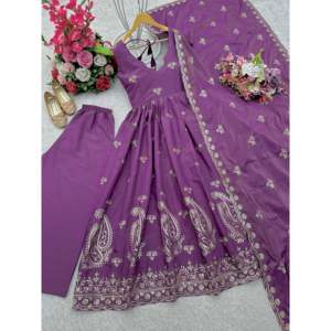 Beautiful <b>Modest</b> <b>Sets</b> Anarkali Gown Plazzo Dupatta for Parties - Product Image 3