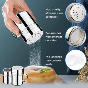 Premium Quality Stainless Steel Salt & Pepper Shaker with Ergonomic Handle Versatile Dredge for <b>Spices</b> Powdered Sugar - Product Image 2