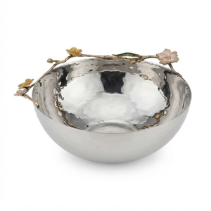 Bol décoratif en laiton de haute qualité, martelé or, avec poignées en forme de branche florale, idéal pour hôtels, restaurants et mariages - Product Image 5