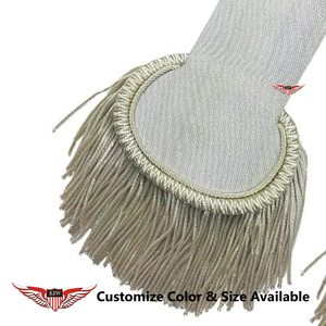 Epaulettes de Hombro Plateados con Flecos Blancos, Estilo Francés Napoleónico, Hechos a Mano, para Disfraces - Product Image 2