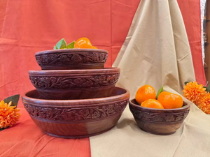 Ensemble de bols en bois de Sheesham faits à la main |   Bols indiens sculptés à la main pour les collations de fête et la décoration de la maison |   Écologique - Product Image 2