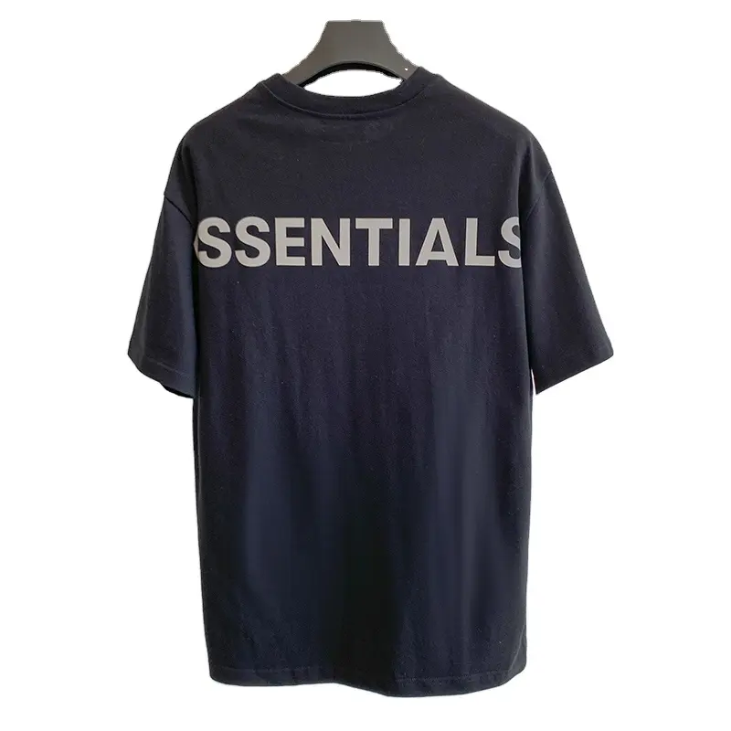 필수품 가림 코튼 베이직 플로킹 반팔 티셔츠 남녀 동일 티셔츠 대형 도매 커스텀 로고
