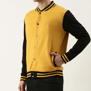 2026 New Casual Men'<b>s</b> Coated Stand Collar Varsity Bomber <b>Jacket</b> with Front Logo Windproof & Breathable Leather Sleeves - Product Image 3