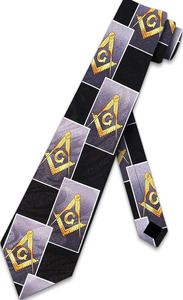 Corbata Masónica Best Seller 2026 Master Mason Blue Lodge Negra y Azul con Diseño de Puntos Cuadrados y Compás, Servicio OEM - Product Image 3