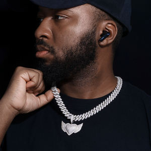Collar con Colgante de Ala de Corazón Chapado en Oro de 18K para Hombre, con Microincrustaciones de Zirconia, Estilo Hiphop, Cadena de Aleación, Regalo de Joyería - Product Image 1