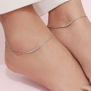 Chaîne de cheville sophistiquée en argent 925 plaqué or rose avec perles, bijoux fins faits à la main, produit en gros, cadeau minimaliste pour femme - Product Image 6