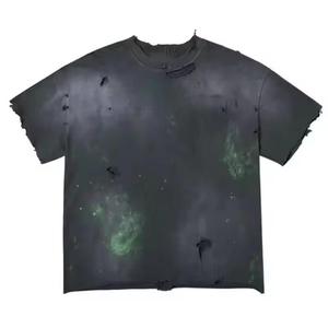 Camisetas Extra Grandes de Alta Calidad con Lavado Ácido y Efecto Desgastado para Hombre, 100% Algodón, Secado Rápido, Transpirables, Manga Corta, Estilo Urbano para Verano - Product Image 2