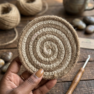 Eco Friendly Cotton Rope Coaster Handmade 5 Inch Braided <b>Cup</b> <b>Mat</b> Rustic Drink Holder for Dining Table Use - Product Image 1