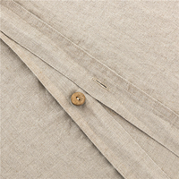 Parure de lit en lin en gros, 100% lin français, 5 pièces, unie, usage hôtelier : 1 housse de couette, 1 drap plat, 1 drap-housse, 2 taies d'oreiller