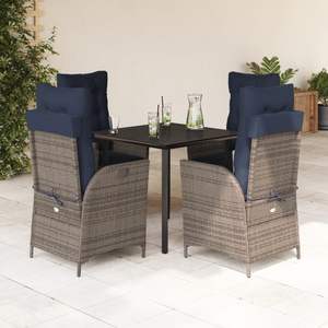 Set da Pranzo da Giardino in Rattan PE Grigio Resistente ai Raggi UV di Media Dimensione per Uso Esterno - Product Image 1