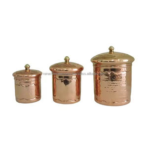 New Arrival Premium Copper <b>Tea</b> <b>Coffee</b> and <b>Sugar</b> Container With Brass Lid Available in Multiple Styles and Design at Best Rates - Product Image 2