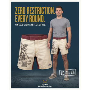 Shorts de combat rétro en polyester extensible 4 directions, sublimés sur mesure, poids lourd 240 GSM, vintage, pour entraînement MMA BJJ, pour hommes - Product Image 5
