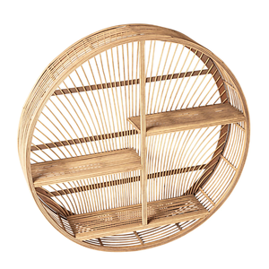 Handmade Natural Bamboo Rattan Round Wall <b>Shelf</b> Decorative Storage <b>Rack</b> for Luxury Hotel Spa Interior Vietnam Manufacture - Product Image 2