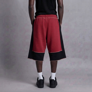 Pantalones cortos de forro polar para hombre de alta calidad, 100% algodón orgánico, estilo jogger, dos tonos, estilo urbano, holgados, estilo hip hop. - Product Image 6
