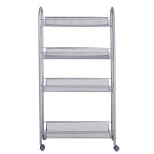 Silver Four-Layer Removable Storage Cart with Honeycomb Mesh Style Convenient Organizational Solution - Product Image 5