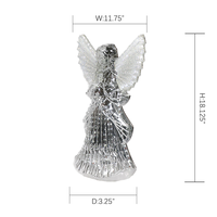 Figurine d'ange en acrylique LED argentée, statue éclairée en prière avec ailes scintillantes, décoration de porte pour les fêtes de Noël, approvisionnement en gros B2B en Chine