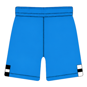 Shorts de rugby bleu ciel et noir à taille élastique avec cordon de serrage, rayés, uniforme d'équipe personnalisé, respirant, pour l'entraînement et la performance sportive - Product Image 2