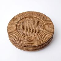 Assiette rustique en rotin, artisanale du Vietnam, assiette de présentation ronde, plateau de service, décoration de table en rotin naturel tissé, 33 cm