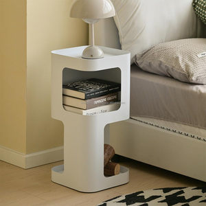Modern 3-Tier <b>White</b> <b>Metal</b> Nightstand Top Seller Space-Saving Iron Accent Bedside Table Storage <b>Shelf</b> for Bedrooms Living Rooms - Product Image 2
