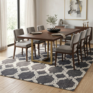 Tapis en laine gris anthracite ivoire à rayures horizontales, antidérapant, écologique, pour salon et salle de bain - Product Image 3