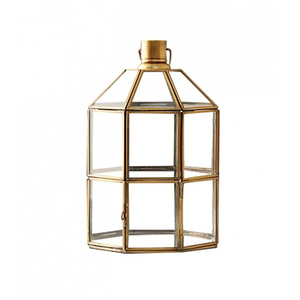 Lanterne Moderne en Laiton et Verre de Qualité Supérieure pour Décoration d'Intérieur, Porte-Bougie de Table, Lanterne Suspendue Décorative à Cadre Métallique – En Promotion - Product Image 1