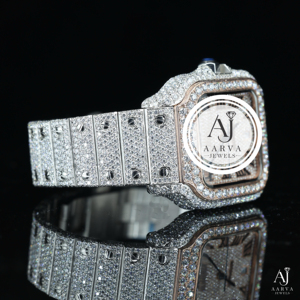 Reloj de Diamantes de Lujo AARVA JEWELS, Caja Cuadrada de Acero Inoxidable de 30 mm, Cristal de Zafiro, Correa de Silicona, Cuarzo Analógico, para Hombre y Mujer - Product Image 2