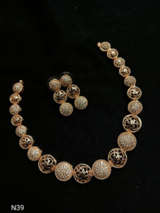 Ensemble de bijoux de mariée en diamant américain classique Collier et boucles d'oreilles en deux pièces pour mariage Style classique à la mode - Product Image 2