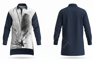 Chemise longue tendance sur mesure, motif floral artistique, couleur menthe unie élégante, chemise habillée boutonnée, chemises de style personnalisé - Product Image 4