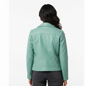 Made Biker Stylish Fashion Winter Casual Wear Knitted Printed Women <b>Sheep</b> <b>Skin</b> <b>Jacket</b> OEM Factory Supplier Wholesale Custom - Product Image 4