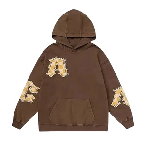 Venta al por mayor de los hombres de color sólido de gran tamaño bordado sudaderas con capucha de alta calidad de algodón liso sudaderas con capucha para los hombres de gran tamaño más - Product Image 1