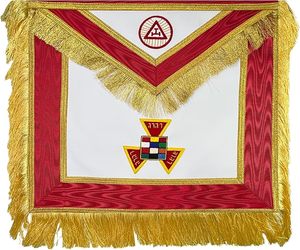 Fringed High Priest Royal Arch Masonic Apron - [<b>Red</b> & Gold] Extendable Belt with Metal Snake Clip and Hook - Product Image 1